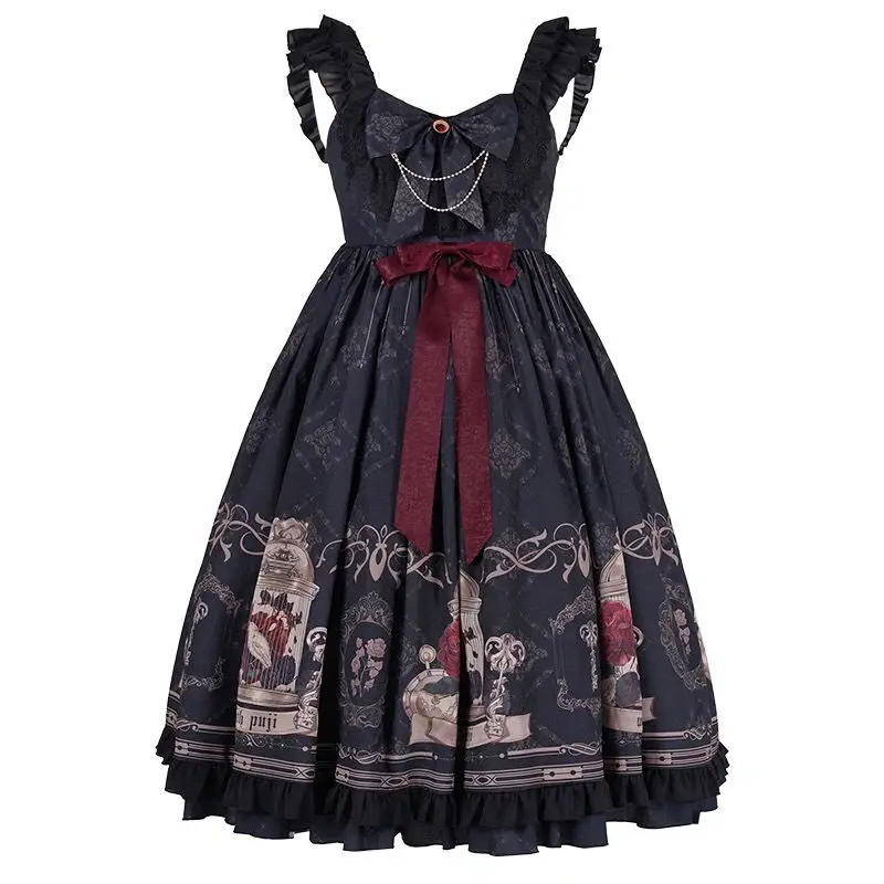 Dark Style Gothic Lolita Jsk Nightingale and Rose Vintage Women Harajuku Lolita Victorian Princess Party Dress lolita dress lolita suspender dress lolita cosplay costumes