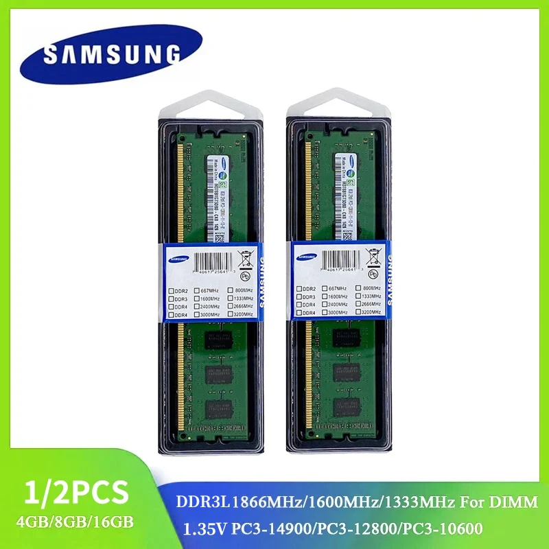 1/2 Pz Samsung Ddr3L Dimm Ram 16Gb 8Gb 4Gb 1866Mhz 1600Mhz 1333Mhz Memoria Desktop 240Pin Dimm 1.35V Pc3 Ram Memoria