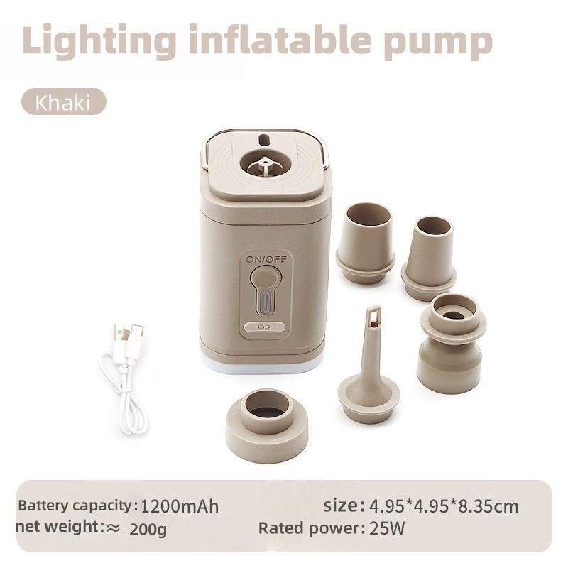 Portable wireless air pump suitable for inflating camping equipment such as air mattresses inflatable beds and swimming rings
