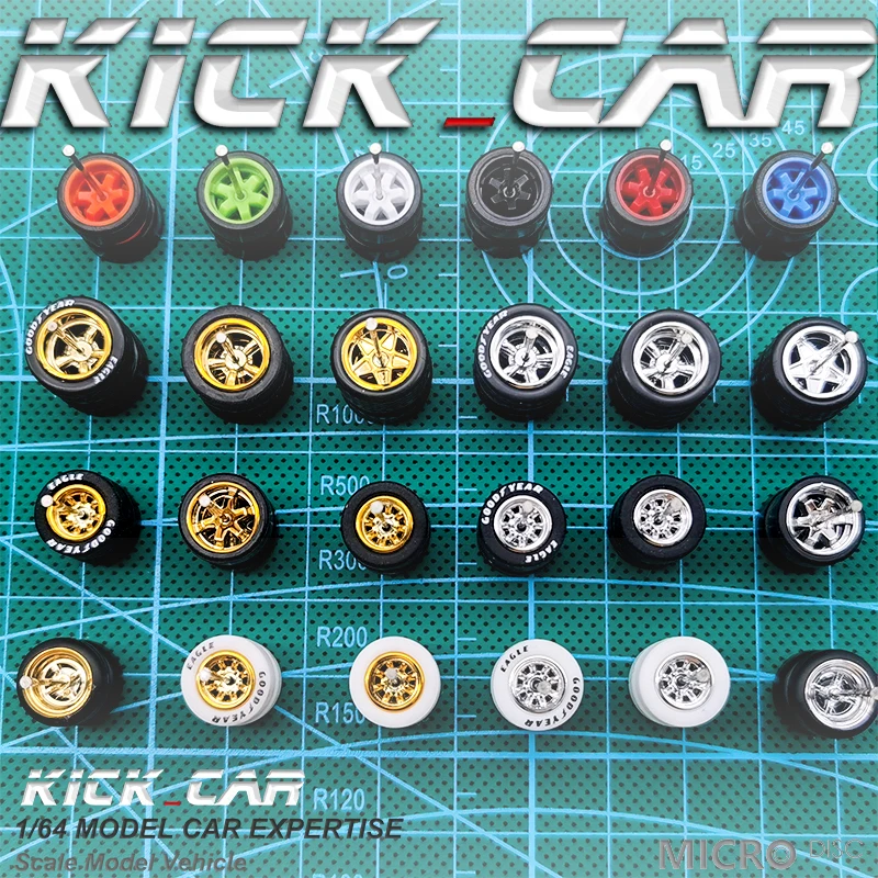 1/64 Model Car Wheels With Rubber Tires 1 Set(4pcs) ABS Basic Modified Parts Vehicle Toy For