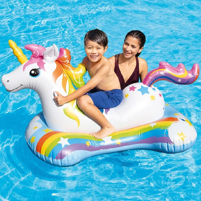 Inflatable Unicorn Pool Float Ride On Pool Floats Rideable Summer Swim Party Toys Swimming Pool Party Lounge Raft for Kids G