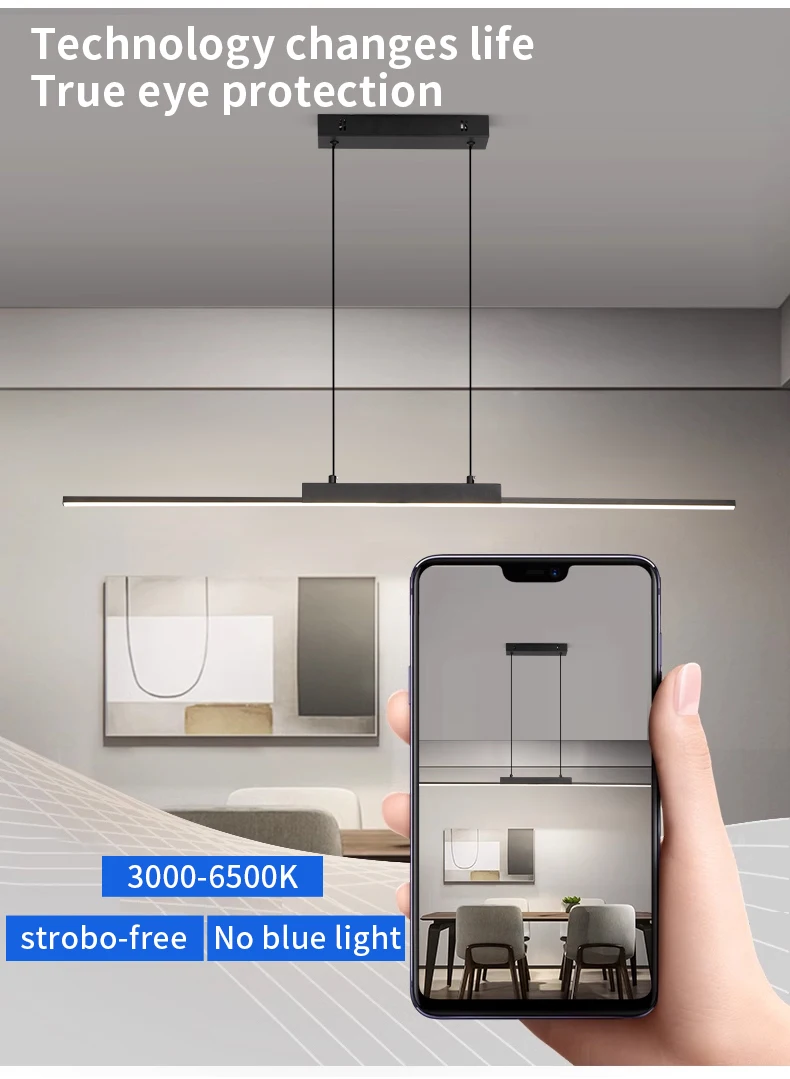 Description Picture 5 of itemPendant Lights Restaurant Minimalist Office Dining Room Decor Long Bar Chandeliers Kitchen Lamps Modern Nordic LED Lights