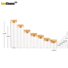  12pcs/set Empty Clear Glass Bottles Jars Vial with Cork Stopper for DIY Wish Message Sample Perfume Container 15mL 25ml 50ML 