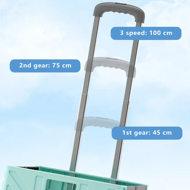 Hordozható Otthoni Élelmiszerbolt Kosár Kültéri Bevásárlókosár Összecsukható Bevásárlókocsi Rúd Meghajtó Húzó Kis Piknik - Image 4