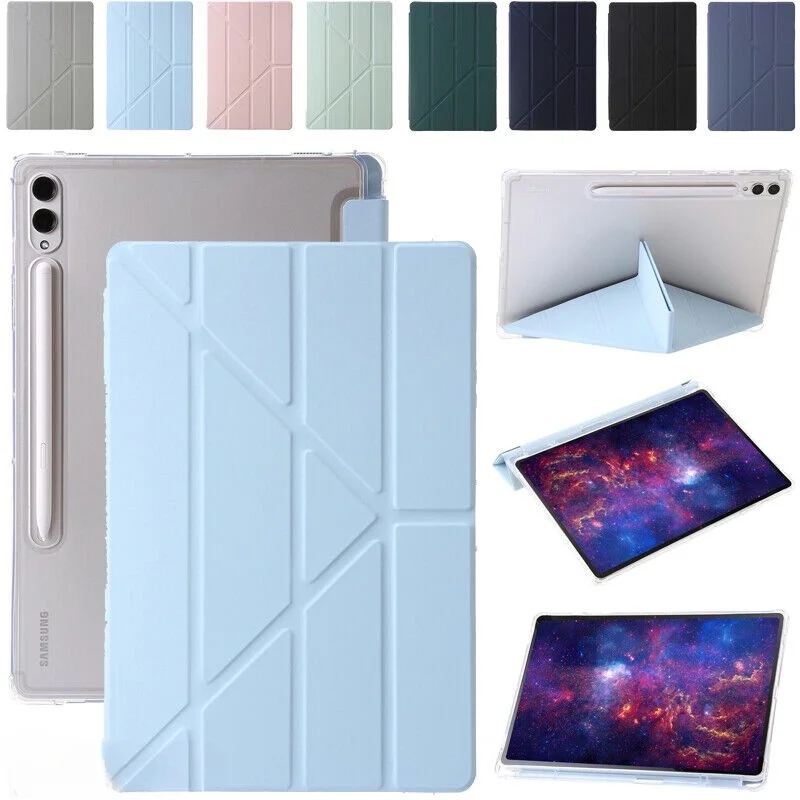 

Clear Stand Case For Samsung Galaxy Tab S9 Plus 11" 12.4" SM-X710 X716B X718U X810 X816B X818U Shockproof Flip Cover Pen Holder