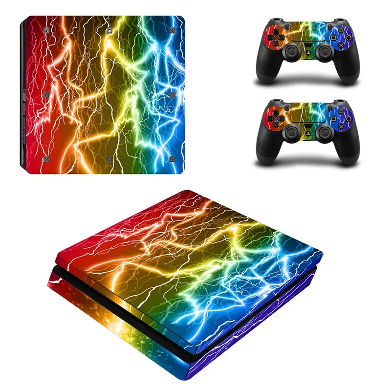 For PS4 Slim Vinyl Sticker For Sony Playstation 4 Slim Console+2 controller Protetive Sticker case For PS4 Slim Accessories 