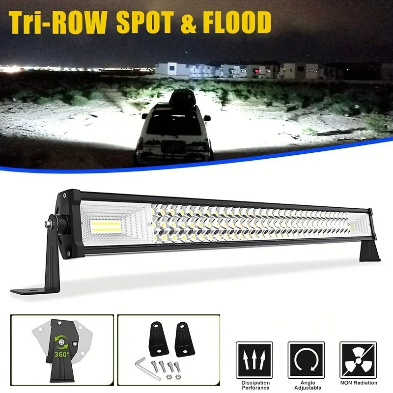 

Bright 4x4 Off Road LED Light Bar 32 Inch 405W Tri-Row Work Light for Car Truck Trailer - Powerful Flood and Spot Combo Beam