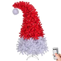 6FT Santa Hat Style Pre-lit Indoor Christmas Tree Hinged Artificial with Light 3