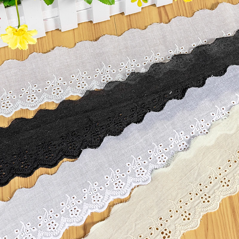 Cotton Embroidery Lace Ribbon 6cm Width 5Yards DIY Sewing Accessories