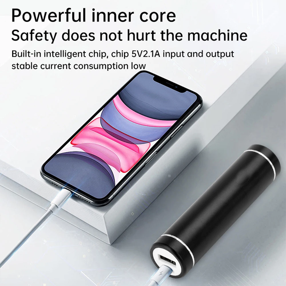 Power Bank Fai Da Te 18650/21700 Con USB, Ingressi Tipo C, Micro E 8 Pin, Torcia LED Inclusa, Custodia In ABS, Bianca/Nera - 4