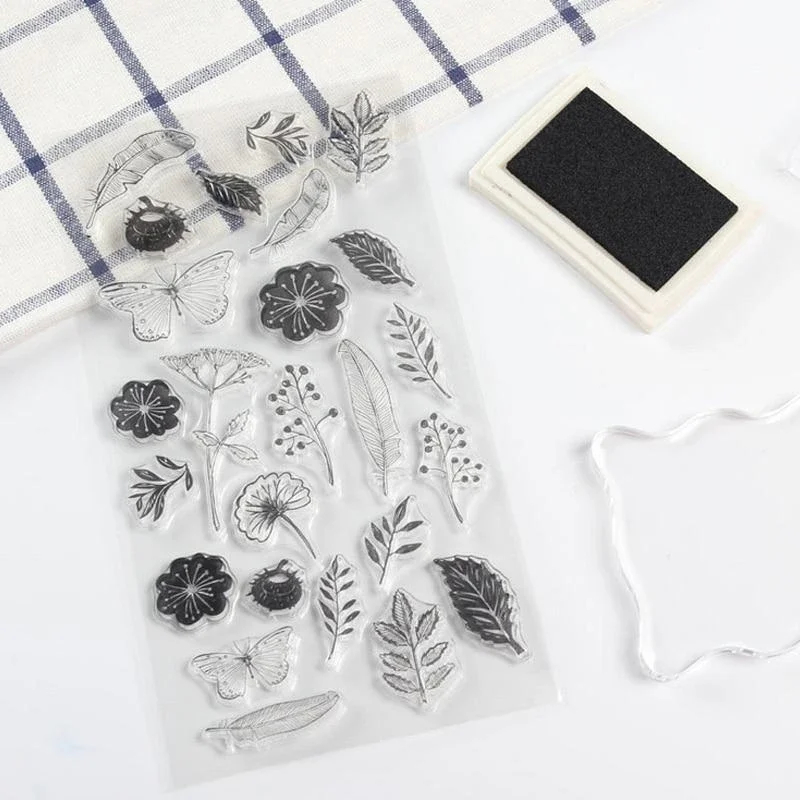Vintage Butterfly Flower Transparent Silicone clear stamps clear rubber stamps Scrapbooking DIY Craft Decoration Stamp