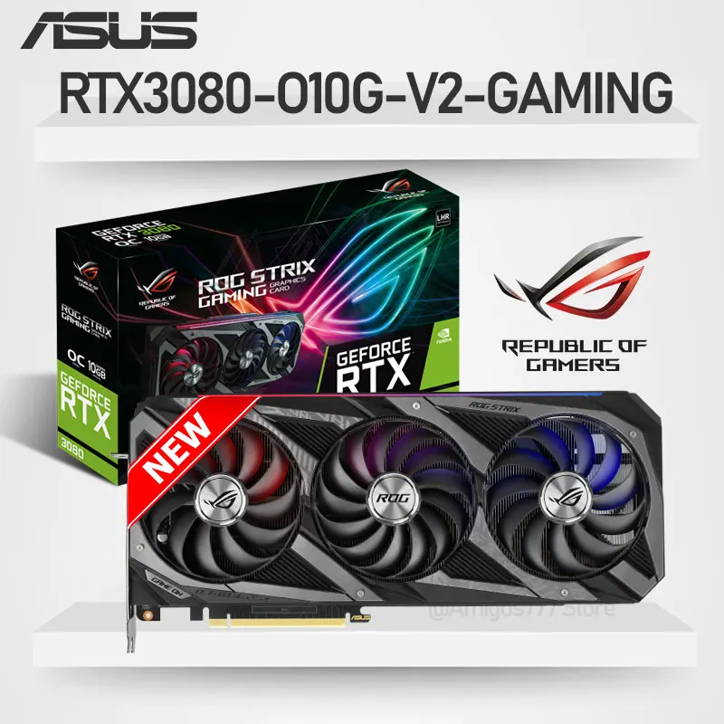 

ASUS Raphic Card ROG-STRIX-RTX3080-O10G-V2-GAMING GDDR6X 10GB 1440MHz Graphics Card RTX 3080 320-bit PCIe 4.0 GPU Video Card New