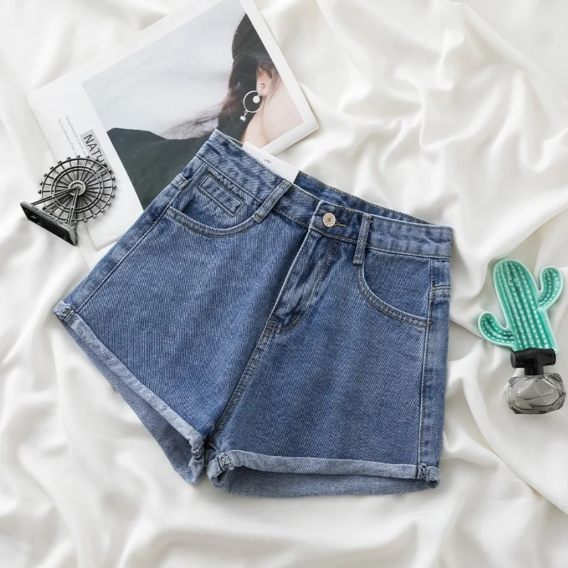 New Chic Summer High Waisted Short Jeans Women Clothing Vintage Casual Loose Wide Leg Pant Denim Streetwear Fashion Short Female