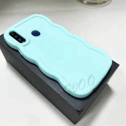 Macaron Dopamine Color Wavy Frame Soft TPU Case Cover - Slim Curly Bumper Coque Capa - Huawei Y7 2018 (Mint Green)