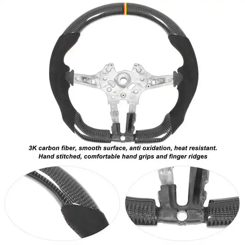 Direksiyon 탄소 섬유 스티어링 휠 독일 삼색 센터 스트라이프, BMW F20 F22 F30 F32 F87 F80 F82 M140i M2 M3 M4 아라바용