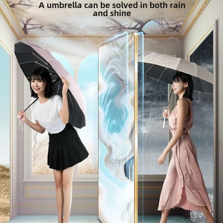 Fully Automatic 24 Bone Men's and Women's Folding Sun Protection UV Protection Folding Sun Umbrella Folding Umbrella Automatic Umbrella Sun Umbrella Automatic Sun Umbrella