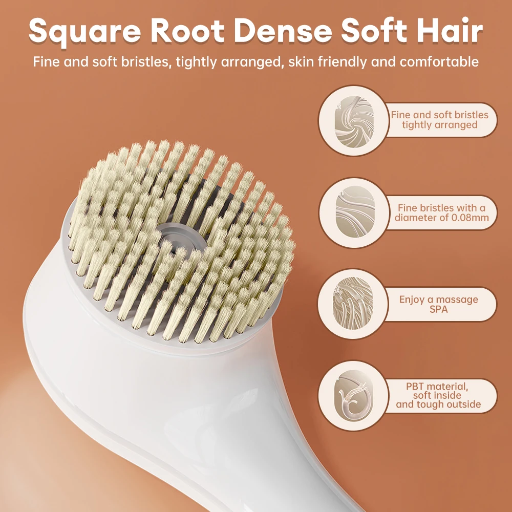 Electric Bath Brushes Soft Hair Silicone Body Works Scrubber Shower Massage Brush Waterproof IPX7 Back Long Handle Back Brushes