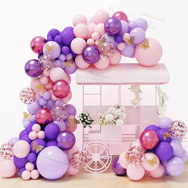 Kit de ballons en Latex pour fête prénatale, nouvelle collection, Macaron  chromé, violet, rose mat, guirlande en arc, confettis, décoration pour  joyeux anniversaire, pour filles - AliExpress