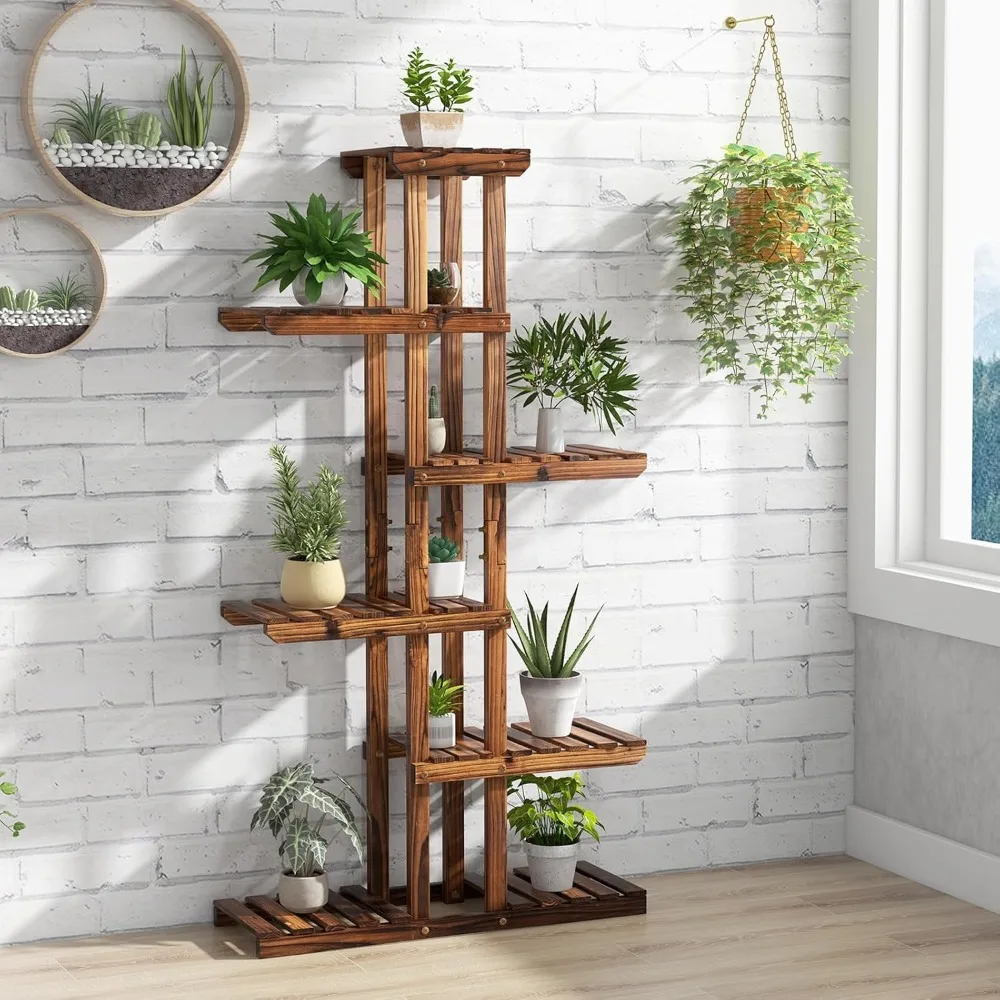 7 Tier Plant Stand Indoor, Bonsai Display Shelf, Wood Plant Holder 3
