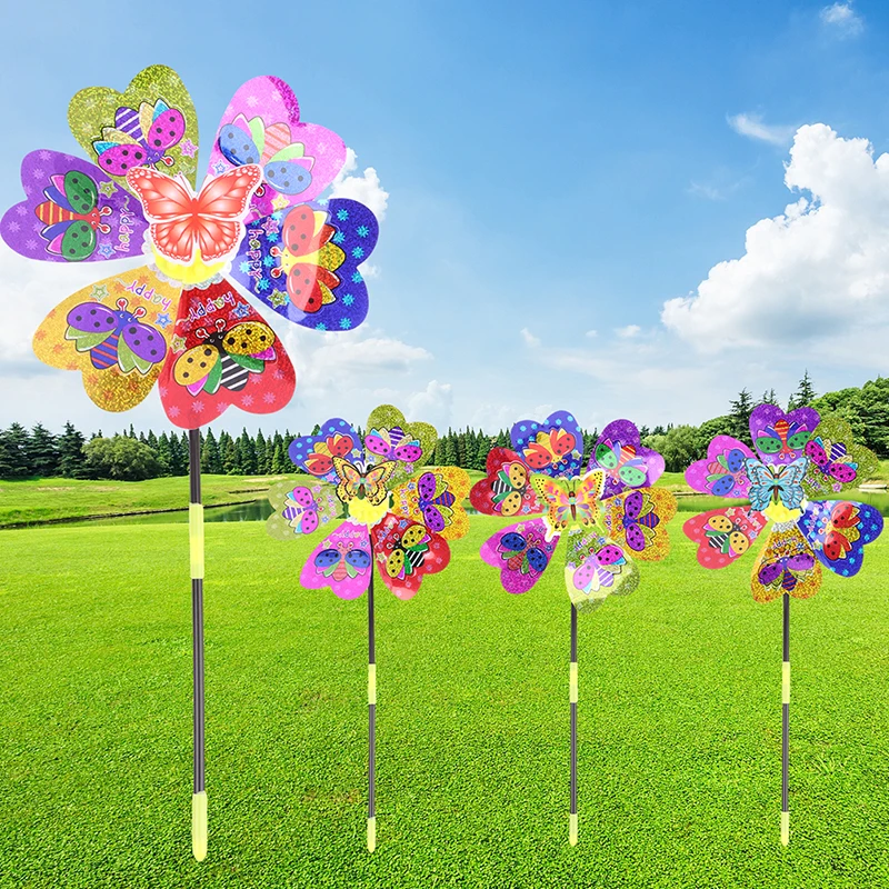 1Pc Cartoon Animal 3D Pinwheel Colorful Sequin Windmill Home Garden Decoration Wind Spinner Whirligig Yard Decor Outdoor Kid Toy wind spinner toys