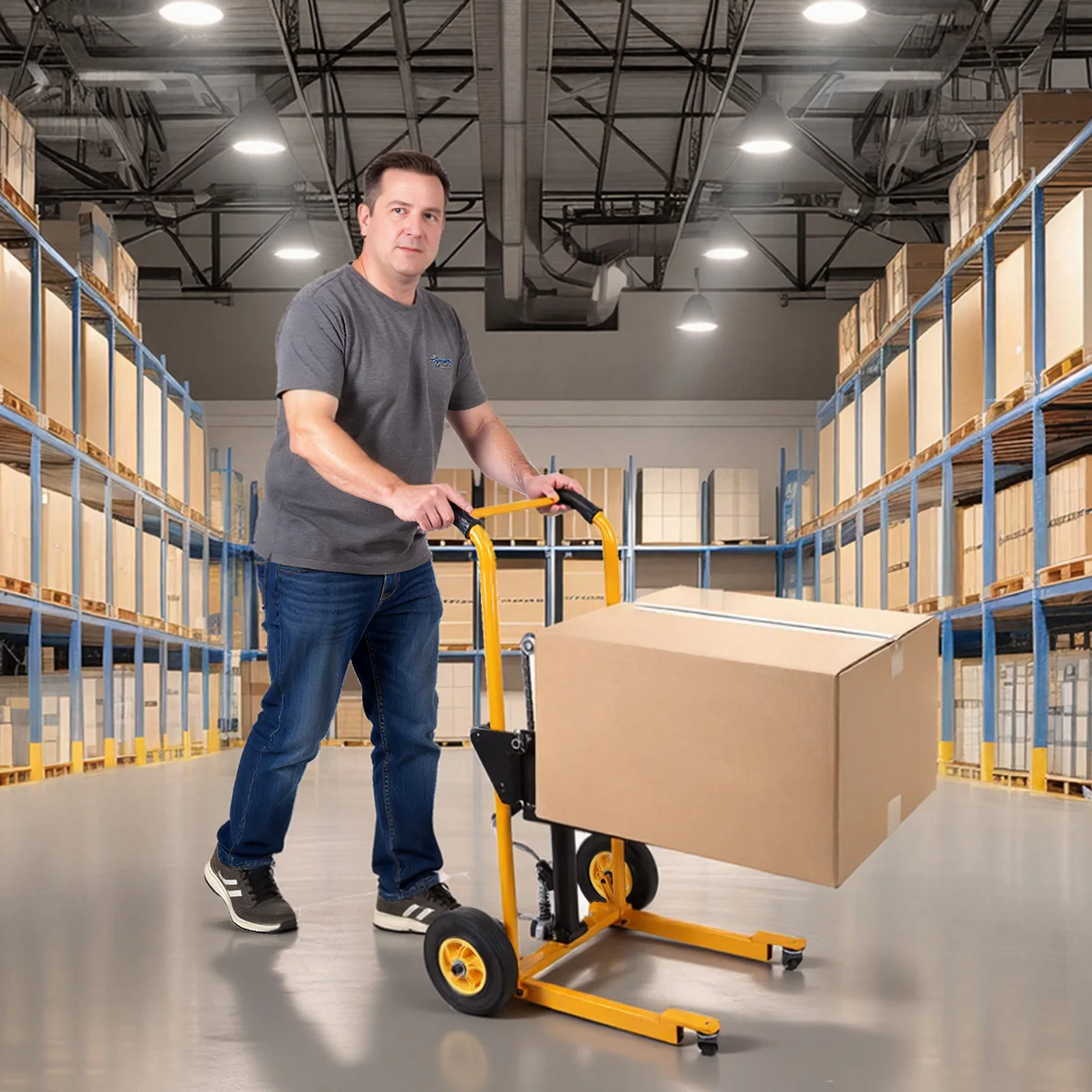 Portable Steel Pallet Jack Table Cart Hand Push Trolley