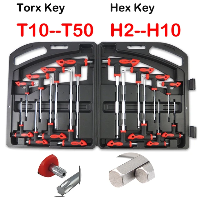 Clé Torx avec poignée ergonomique en T, Double extrémité, Torx T10 - T50