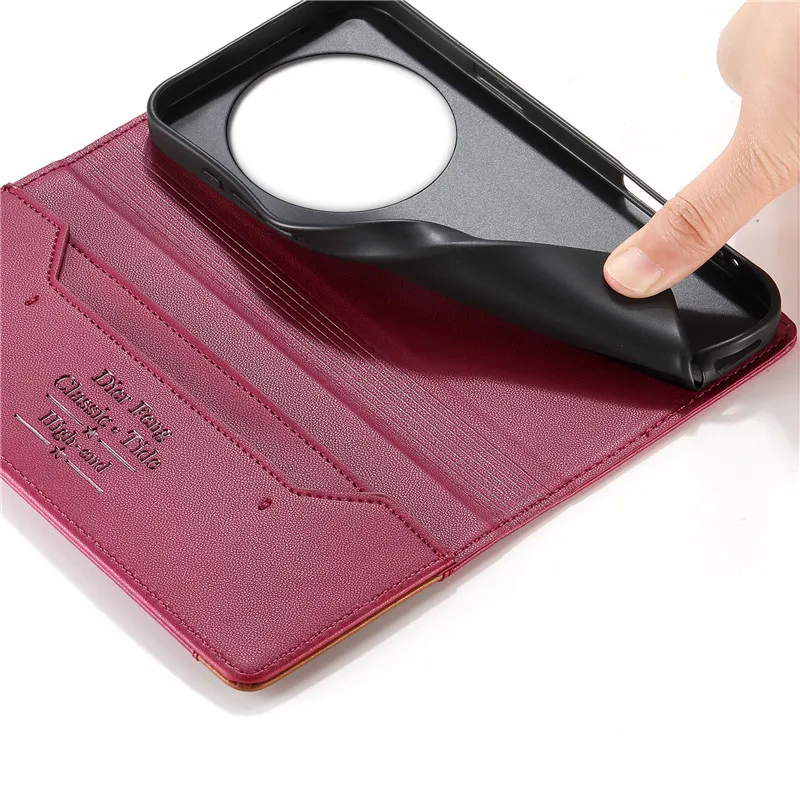 Leather Flip Phone Wallet Case with Magnetic Closure
