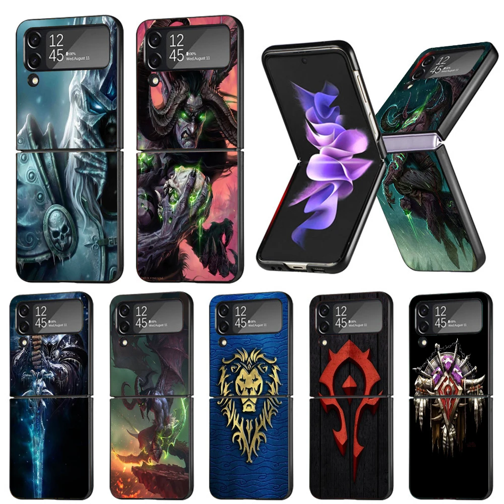 W-World Of W-Warcraft W-Wow Custodia Rigida Per Pc Per Samsung Galaxy Z Flip4 Flip5 Cover Nera Z Flip 3 Custodia Antiurto Pieghevole Ca