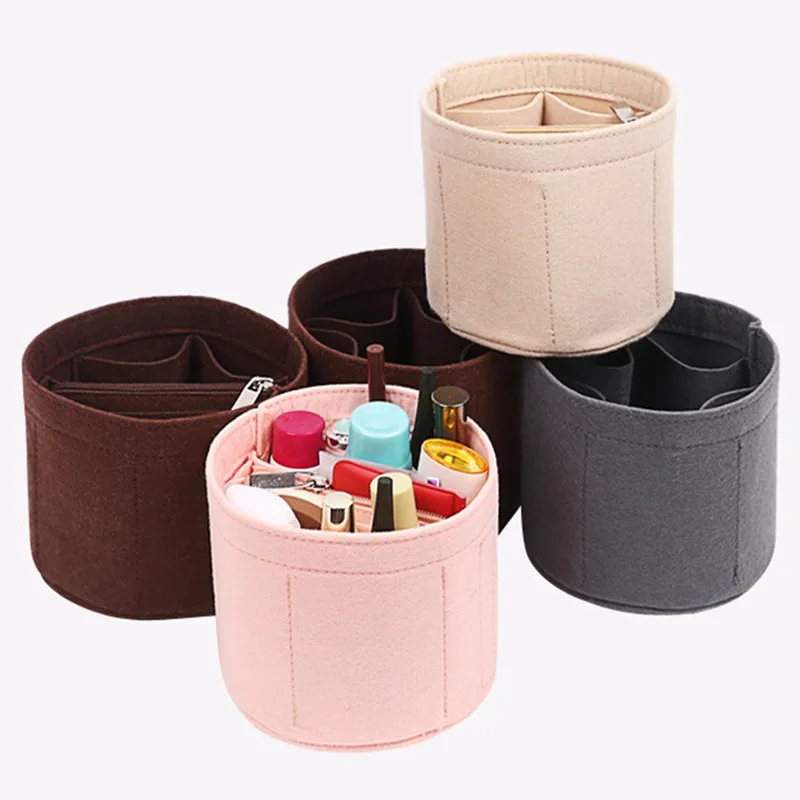 

Ladies Cosmetic Bag Insert Bag Organizer for Makeup Handbag Organizer Felt Liner Purse Portable Cosmetic Bags For Women Girls