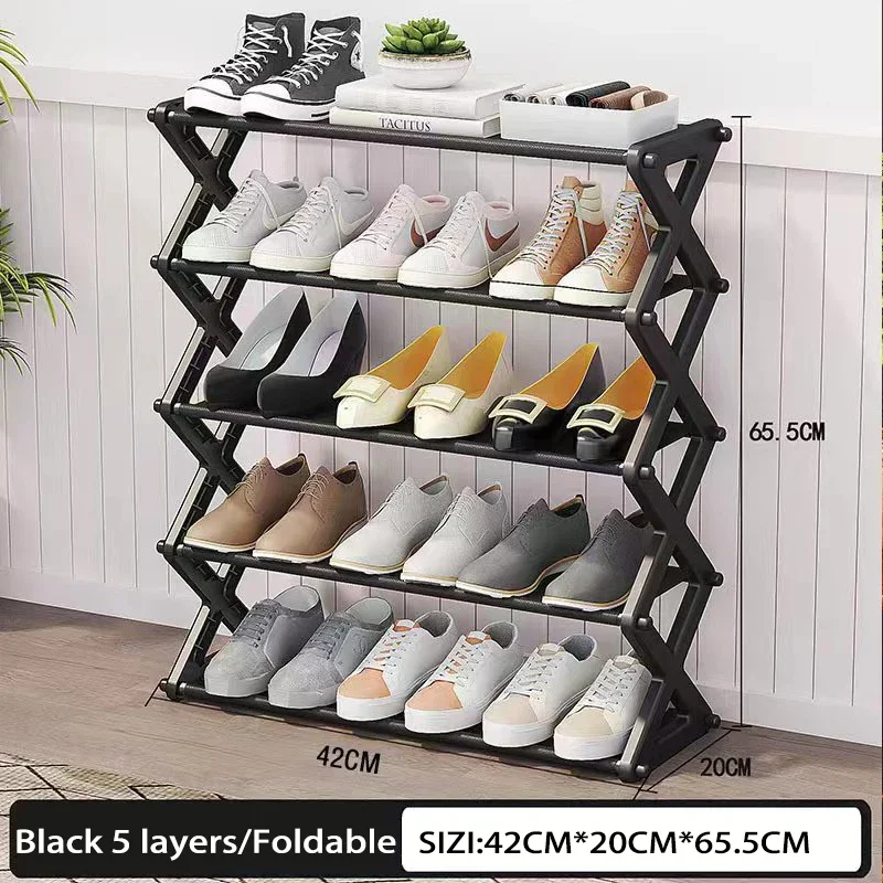 Shoe Rack Shoe Organizer Simple Fashion Shoe Rack 4-5Layer Trapezoidal Shoes Organizer Stand Holder Living Room Space Saving Modern Assembled Shoe Rack