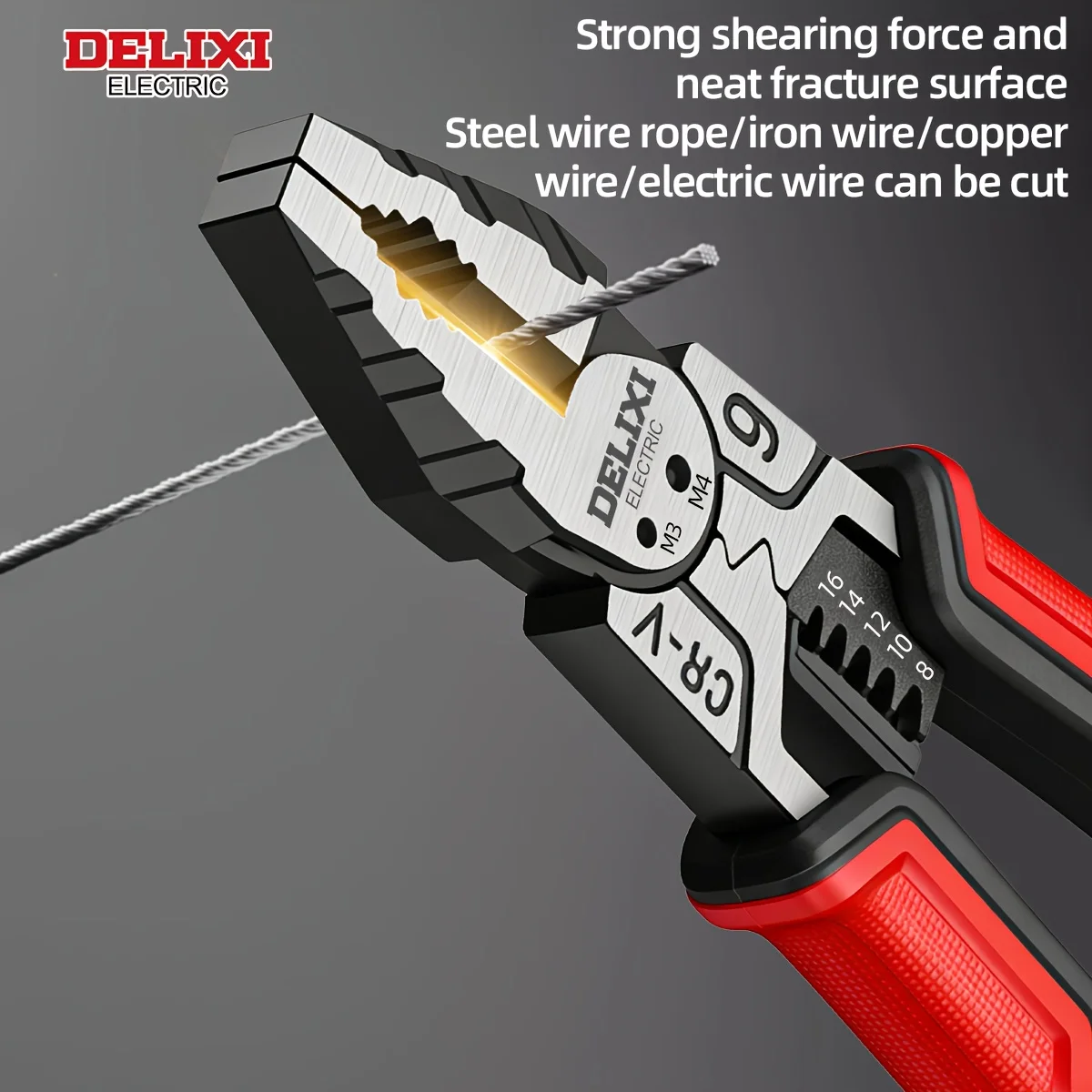 DELIXI ELECTRIC Multifunctional Pliers 9 Inch, Hand Tool Wrench with Household Clamping Stripping Function and Anti Skid Handle - Image 4