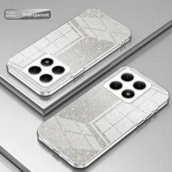 Custodia per telefono in silicone morbido shockproof con effetto glitter gradiente e cornice elettroplaccata