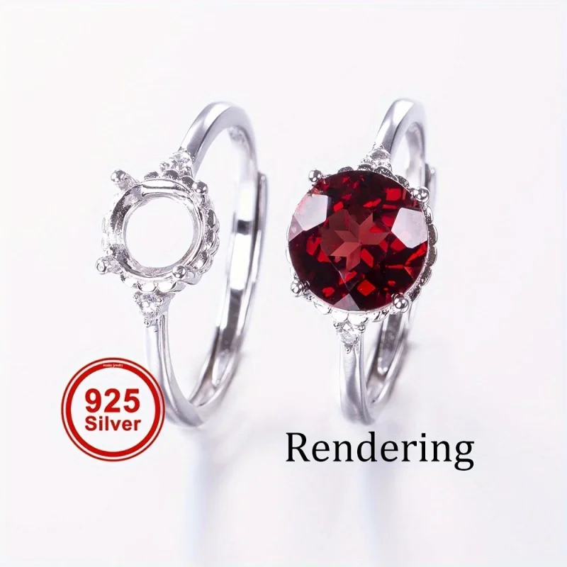

Ring Open Bezel Setting For 3-8mm Size, S925 Silver Four-prong Simple Ring Base Suitable For Handmade Jewelry Making