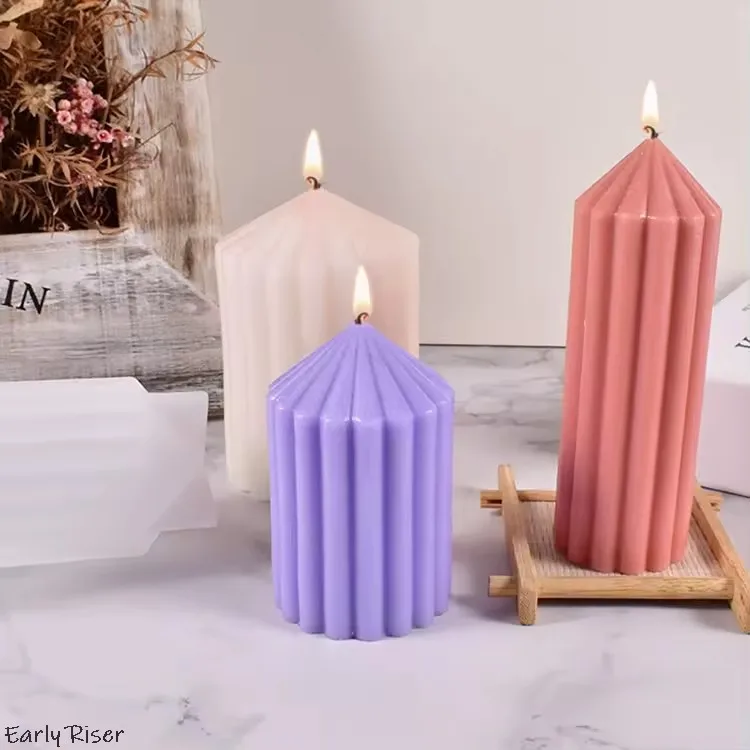 Description Picture 5 of itemClassica Riser Striped Cylindrical Candle Silicone Mold Church Wedding Decoration Candle Making Mold Diy Scented Candle Making 