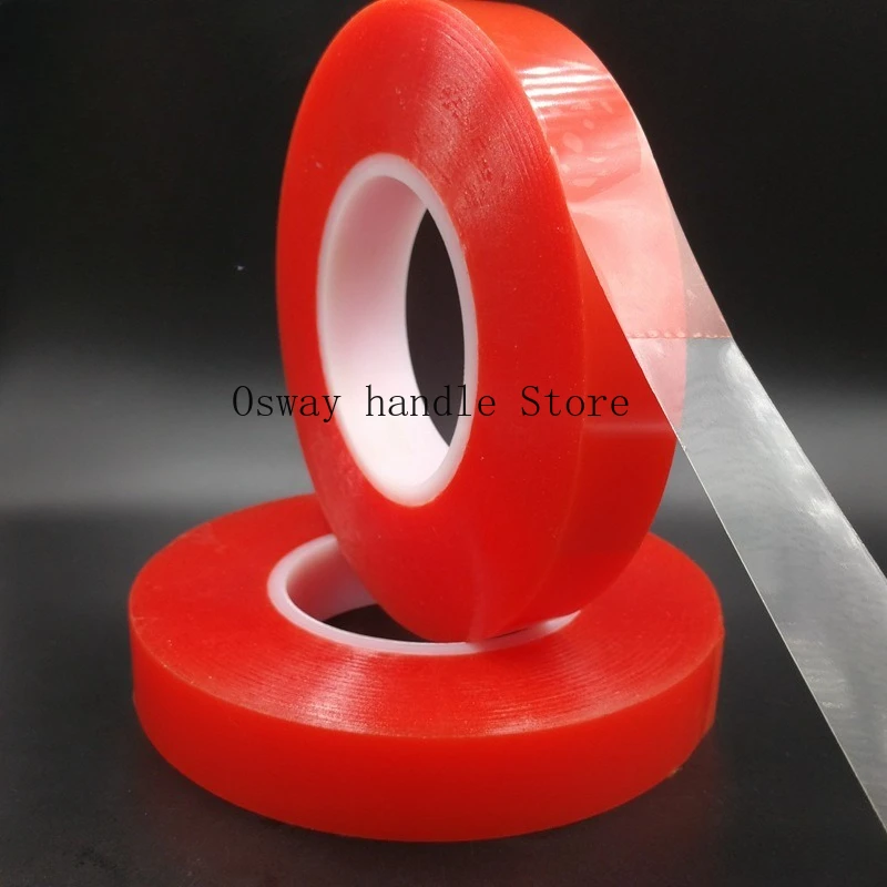 0.2MM 50M Güçlü Akrilik Yapıştırıcı 1/2/3/5/10mm PET Kırmızı Film Şeffaf Çift Taraflı Bant İz Bırakmayan Telefon Tablet LCD Ekran Camı İçin