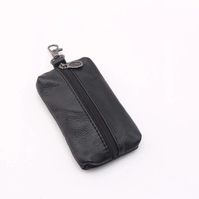 1 Pc Men Car Key Case Leather Wallets Coin Purse Zipper Bag Keychain Cover for Keys Organizer Card Holder Gifts Key Pouch