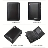 New Men PU Leather Short Wallet with Zipper Coin Pocket Vintage Big Capacity Male Short Money Purse Card Holder - Image 3