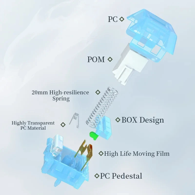 Kailh-interruptor de Teclado Mecânico Arctic Fox Interruptores Clicky com Guia de Luz Rgb Smd Pins - Imagem 3