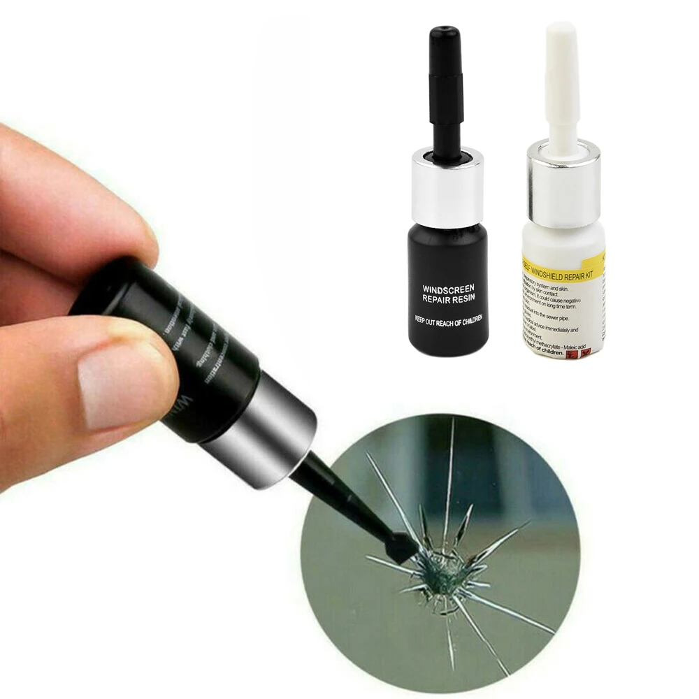 

2pcs 3ml Car Windshield Agent Car Glass Repair Tool Set Long Crack Repair Fluid For Various Types Of Vehicles' Damage