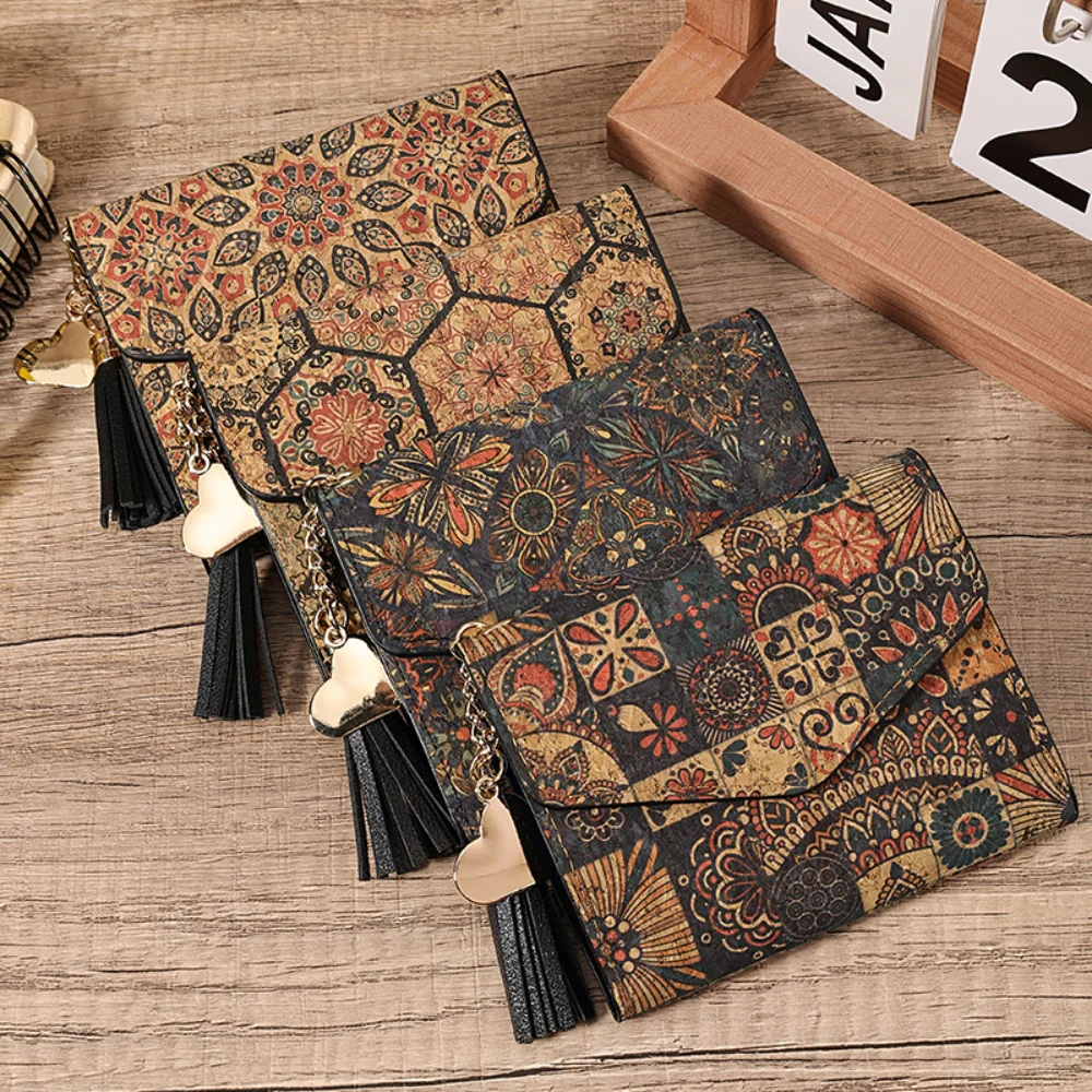 Creative Women Wallet National Design Purse Multi-Card Position Retro Lady Small Cork Thin Card Pocket Big Capacity Coin Purse