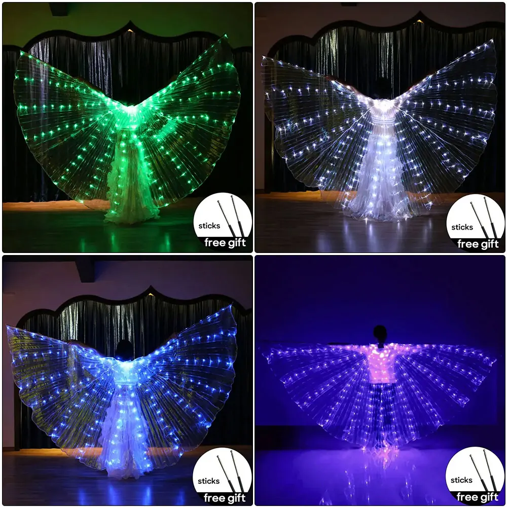 Alas de Isis luminosas de danza del vientre con luces LED rosa - 89