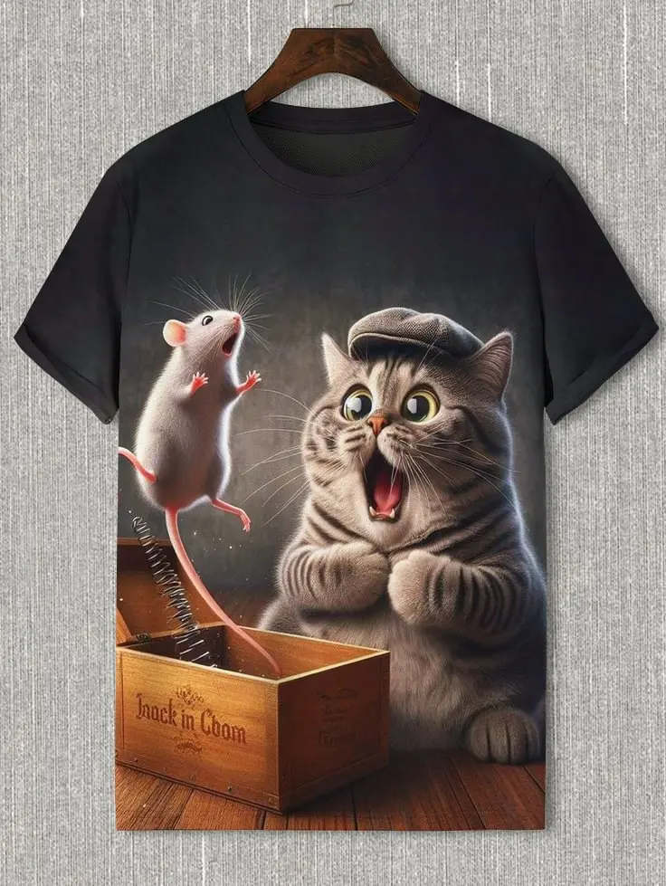 Funny Cat 3D Print Short Sleeve T Shirt