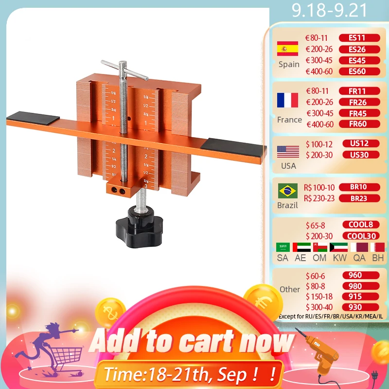 RUITOOL 3-in-1 Cabinet Door Mounting Jig With Base - Adjustable Aluminum Alloy Hardware Jig For Wall & Base Cabinets, Includes Drill Bits