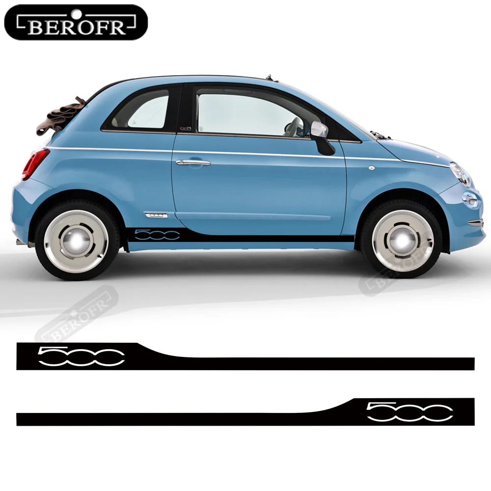 2Pcs Car Door Side Stripes Gonna Adesivi Auto Body Vinyl Kit Decalcomania Per Fiat 500 Abarth 595 695 500C 500E Accessori Esterni