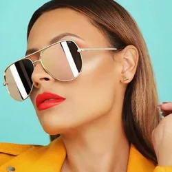 Luxury Oversized XL Pilot Sunglasses - Vintage Designer Women's Shades with UV400 Protection (C4 gold pink)