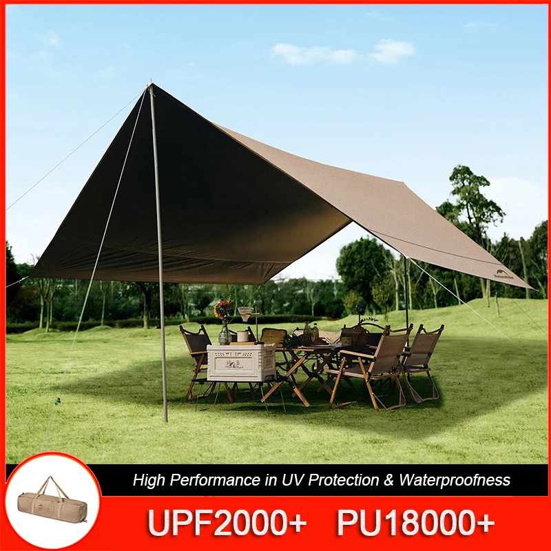 Naturehike Camping Sun Shelter Awning UV Protection UPF2000+ Waterproof PU18000 Outdoor Tarp Sunshade Canopy Black Vinyl Awning waterproof tarpaulin waterproof tarp tarpaulin rain cover ultralight tarp camping canopy