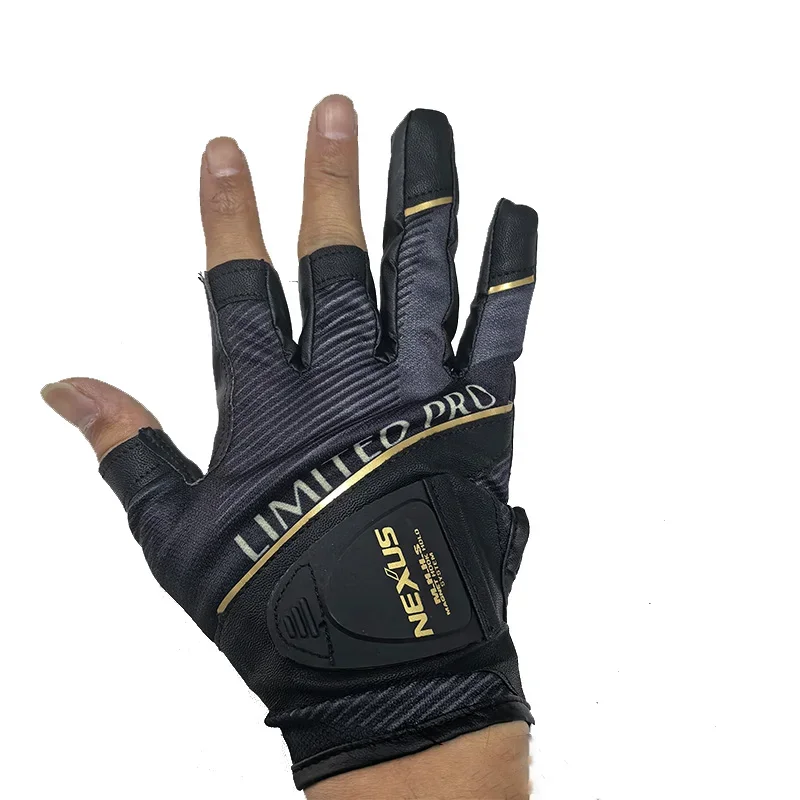Cycling Gloves Fishing Gloves 1 Pair Soft Leather Fishing Gloves for Men Anti Slip 3 Fingers Cut Sports Gloves Hiking Cycling Fishing Wear-resistant
