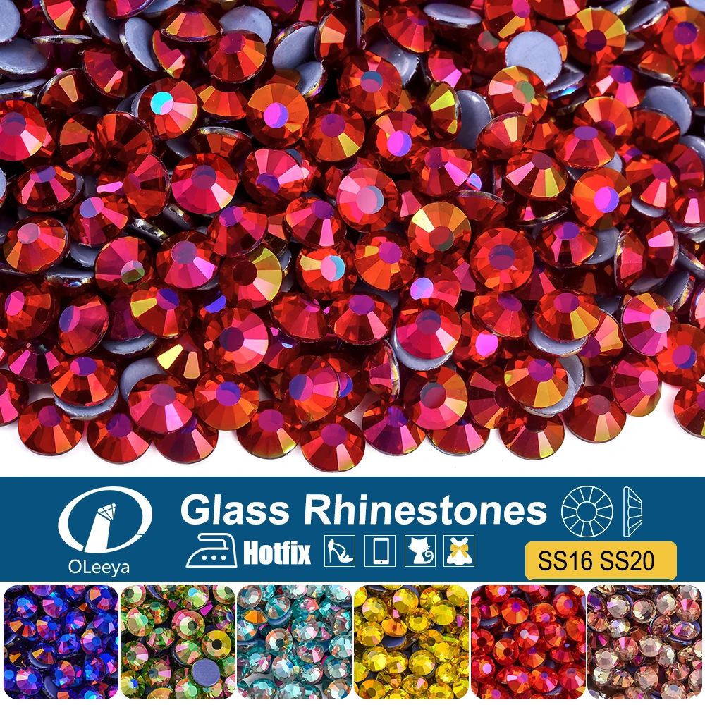 Oleeya Glitter Hotfix Rhinestones - 1440pcs Crystal Pack for DIY Nail Art Accessories