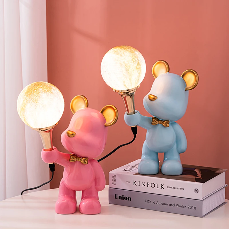 

Creative Bear Table Lamp Decoration Light Luxury Home Bedroom Bedside Table Decoration Decoration Night Light Kawaii Room Decor
