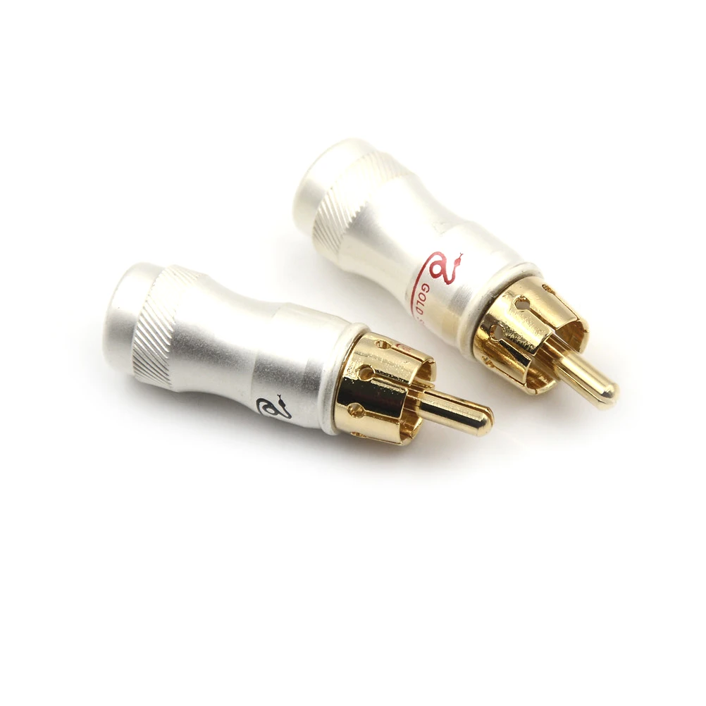 뜨거운 판매 4pcs 금도금 RCA 남성 플러그 HIFI 오디오 케이블 오디오 비디오 커넥터 어댑터